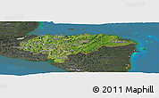 Satellite Panoramic Map of Honduras, darken, semi-desaturated, land only