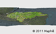 Satellite Panoramic Map of Honduras, darken, semi-desaturated