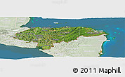 Satellite Panoramic Map of Honduras, lighten, land only