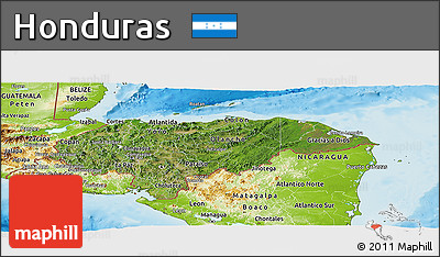 Satellite Panoramic Map of Honduras, physical outside