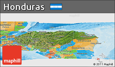 Satellite Panoramic Map of Honduras, political outside