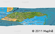 Satellite Panoramic Map of Honduras, political shades outside, satellite sea