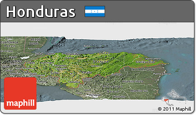 Satellite Panoramic Map of Honduras, semi-desaturated