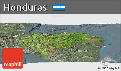Satellite Panoramic Map of Honduras, semi-desaturated
