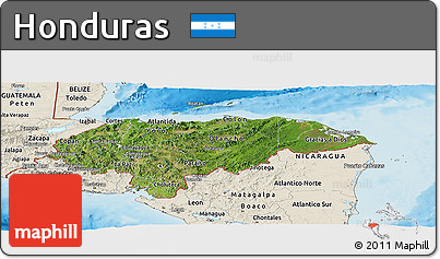 Satellite Panoramic Map of Honduras, shaded relief outside