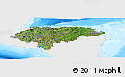 Satellite Panoramic Map of Honduras, single color outside, bathymetry sea
