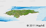 Satellite Panoramic Map of Honduras, single color outside, shaded relief sea