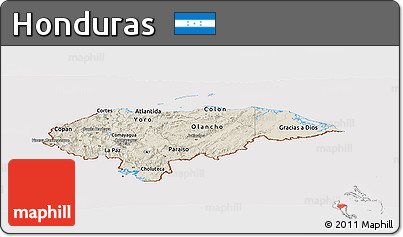 Shaded Relief Panoramic Map of Honduras, cropped outside