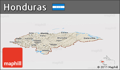 Shaded Relief Panoramic Map of Honduras, cropped outside