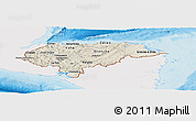 Shaded Relief Panoramic Map of Honduras, single color outside