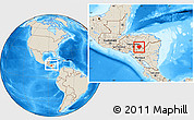 Shaded Relief Location Map of Danli, within the entire country