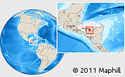 Shaded Relief Location Map of Danli, highlighted country, within the entire country