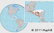 Gray Location Map of Soledad, highlighted country, highlighted parent region, within the entire country