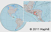 Gray Location Map of Soledad, highlighted parent region, within the entire country, hill shading