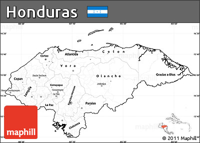 Blank Simple Map of Honduras, cropped outside