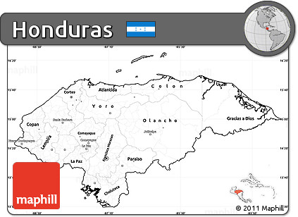 Blank Simple Map of Honduras, cropped outside