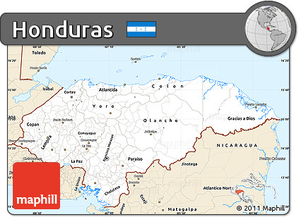 Classic Style Simple Map of Honduras