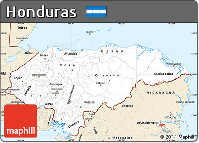 Classic Style Simple Map of Honduras