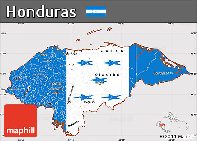 Flag Simple Map of Honduras, flag rotated