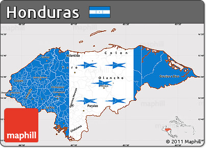 Flag Simple Map of Honduras, flag rotated