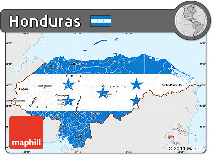 Flag Simple Map of Honduras, single color outside, flag centered
