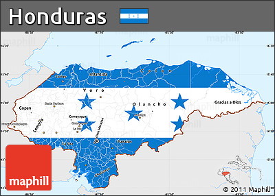 Flag Simple Map of Honduras, single color outside, flag centered