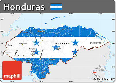 Flag Simple Map of Honduras, single color outside, flag centered