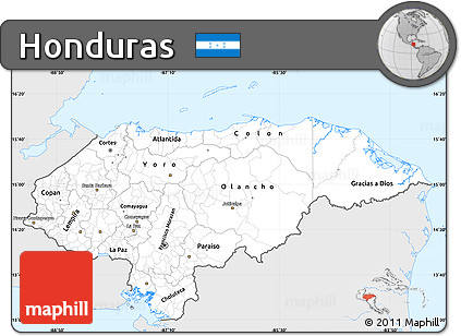 Silver Style Simple Map of Honduras, single color outside