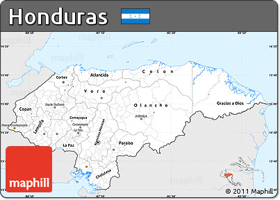 Silver Style Simple Map of Honduras, single color outside