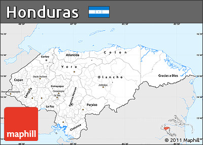 Silver Style Simple Map of Honduras, single color outside