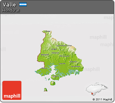 Physical 3D Map of Valle, cropped outside