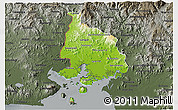 Physical 3D Map of Valle, darken, semi-desaturated