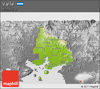 Physical 3D Map of Valle, desaturated