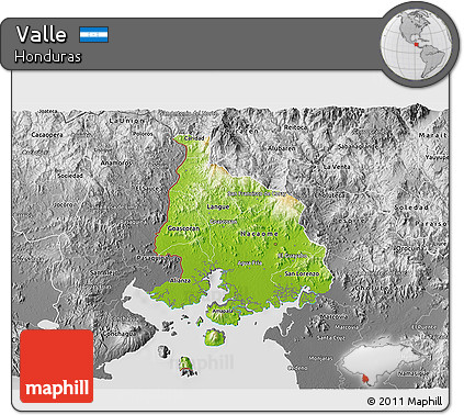 Physical 3D Map of Valle, desaturated