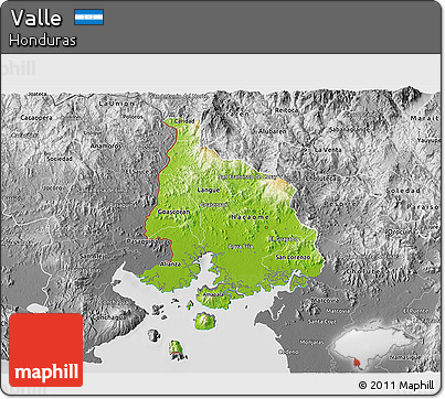 Physical 3D Map of Valle, desaturated