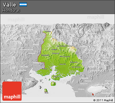 Physical 3D Map of Valle, lighten, desaturated