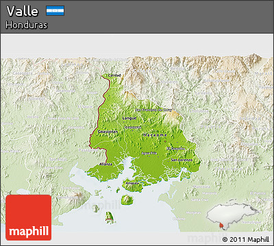 Physical 3D Map of Valle, lighten