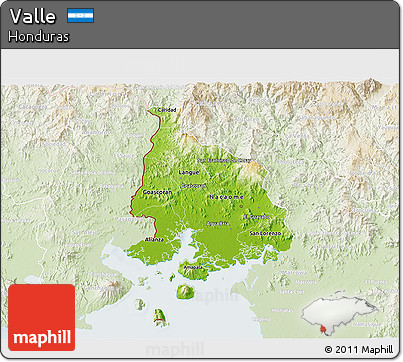 Physical 3D Map of Valle, lighten