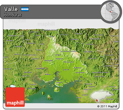 Physical 3D Map of Valle, satellite outside