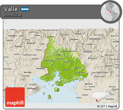 Physical 3D Map of Valle, shaded relief outside