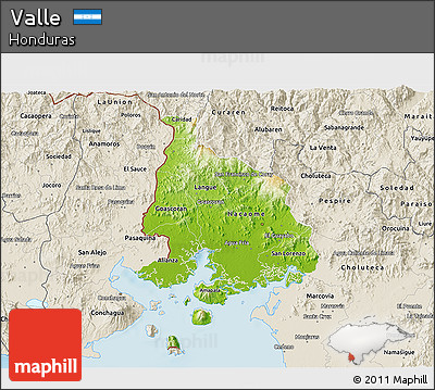 Physical 3D Map of Valle, shaded relief outside