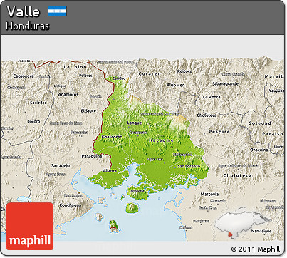 Physical 3D Map of Valle, shaded relief outside