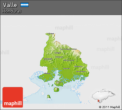 Physical 3D Map of Valle, single color outside