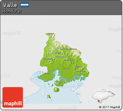 Physical 3D Map of Valle, single color outside