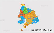Political 3D Map of Valle, cropped outside