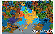 Political 3D Map of Valle, darken