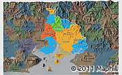 Political 3D Map of Valle, darken, semi-desaturated