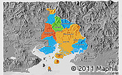 Political 3D Map of Valle, desaturated