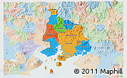 Political 3D Map of Valle, lighten