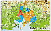 Political 3D Map of Valle, physical outside